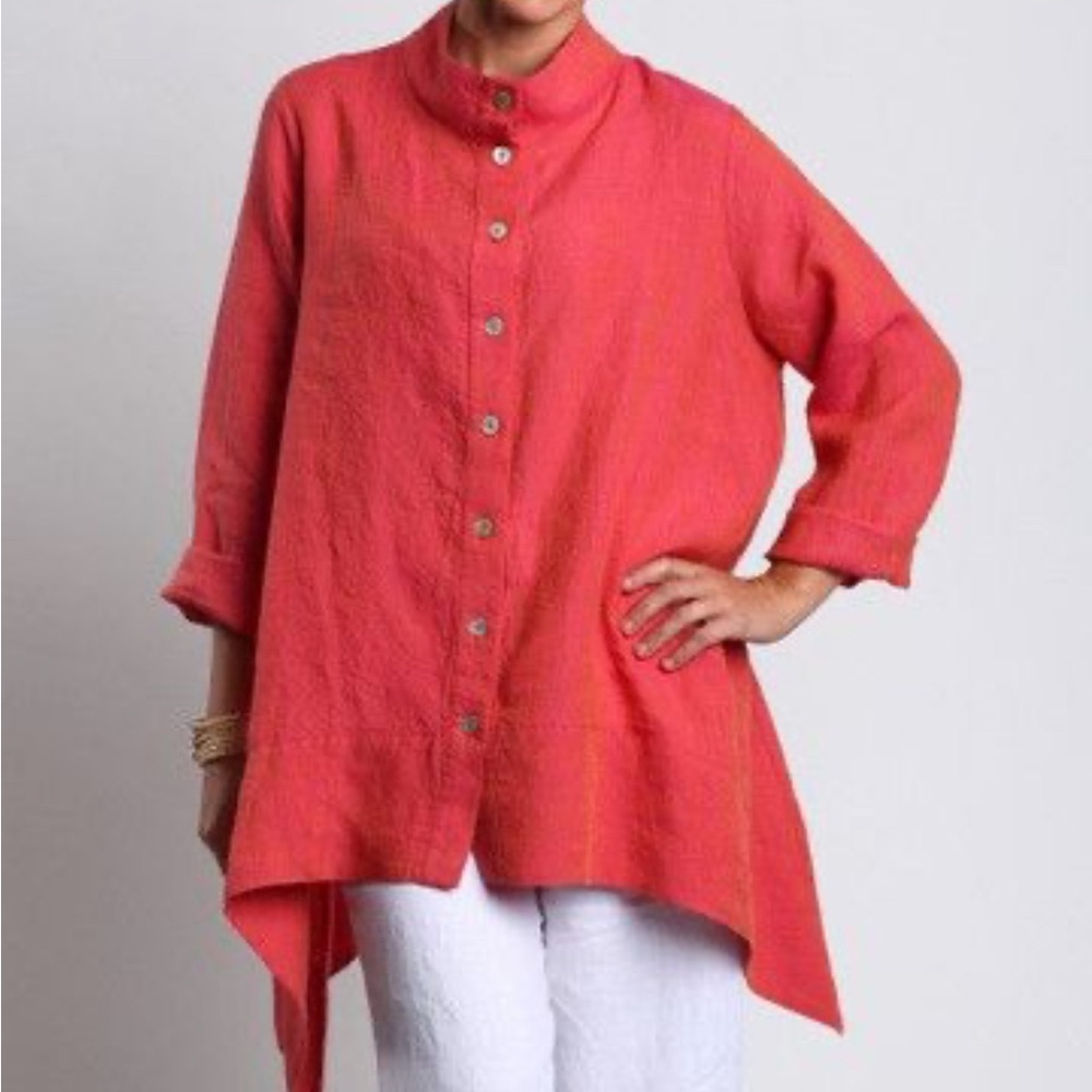 Elegant Red Button-Up Women's Top